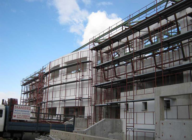 Facade scaffolding on an apartment building