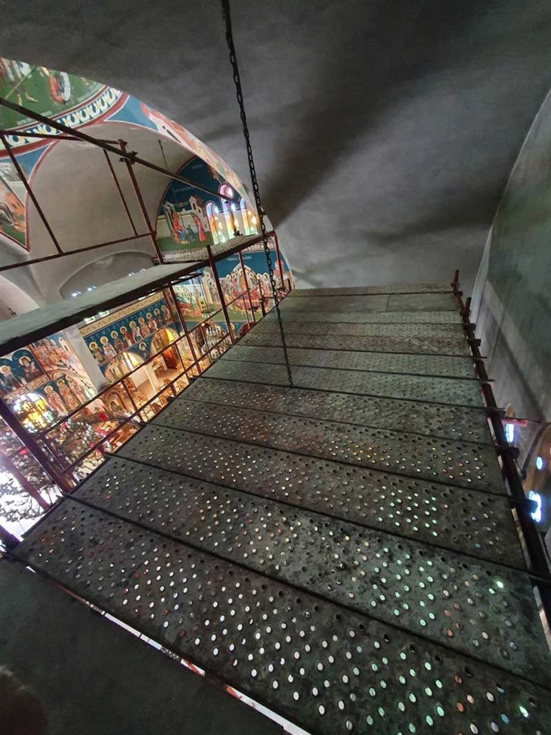 Scaffolding for icon painting in a church