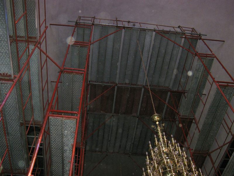 Scaffolding inside an Orthodox church