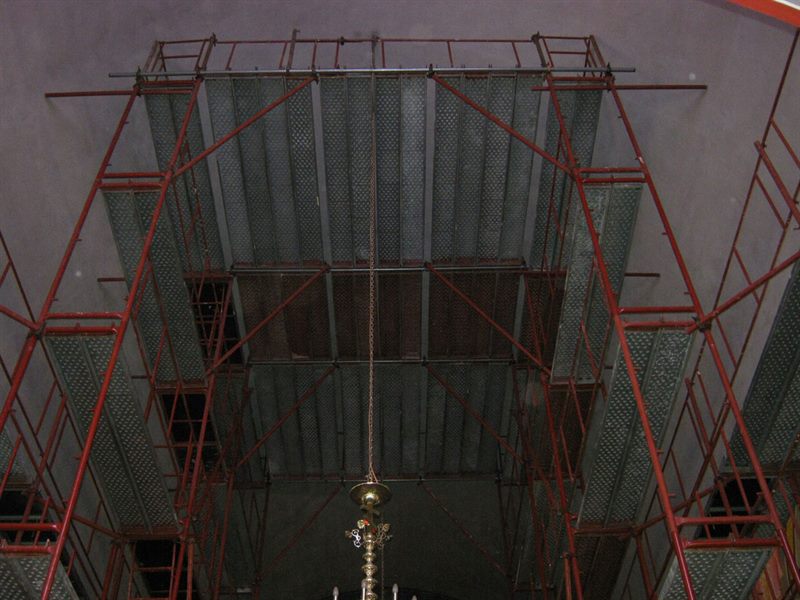 Scaffolding inside an Orthodox church