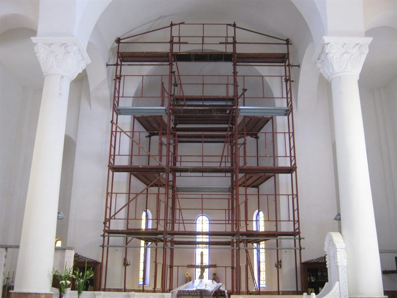 Scaffolding inside an Orthodox church