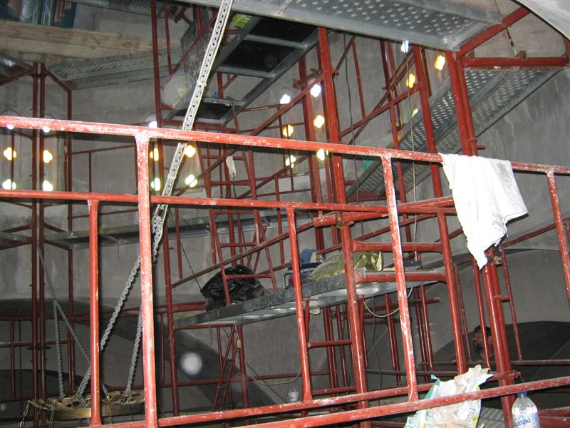 Scaffolding inside an Orthodox church