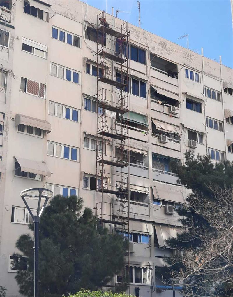 Scaffolding for a facade renovation