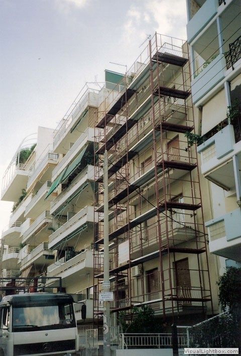 Scaffolding for a facade renovation