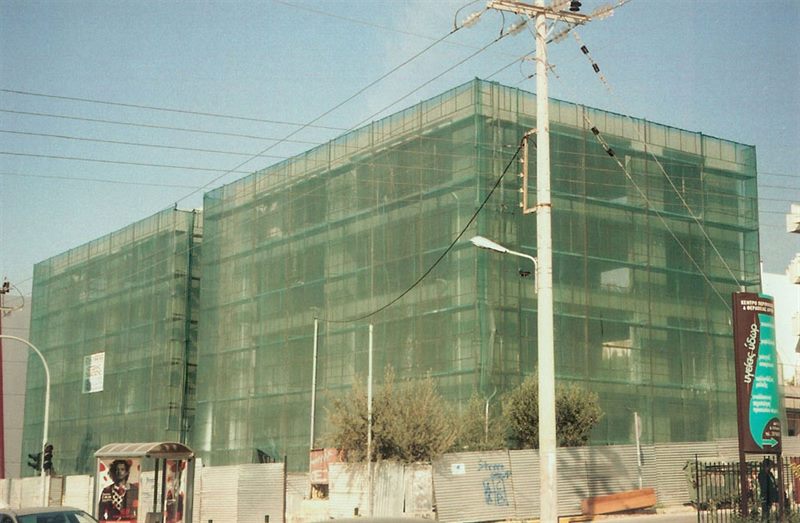 Scaffolding with green protective netting