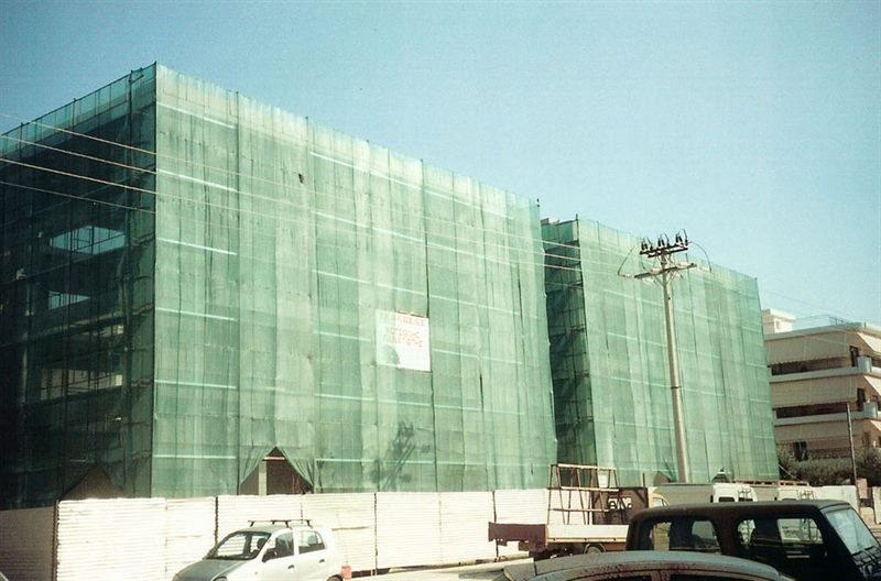 Scaffolding with green protective netting
