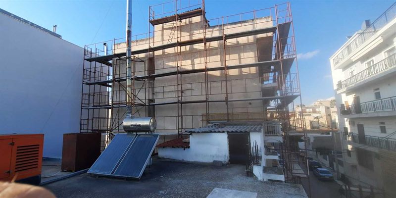 Facade scaffolding on an apartment building