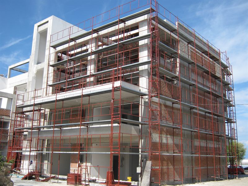 Facade scaffolding on an apartment building