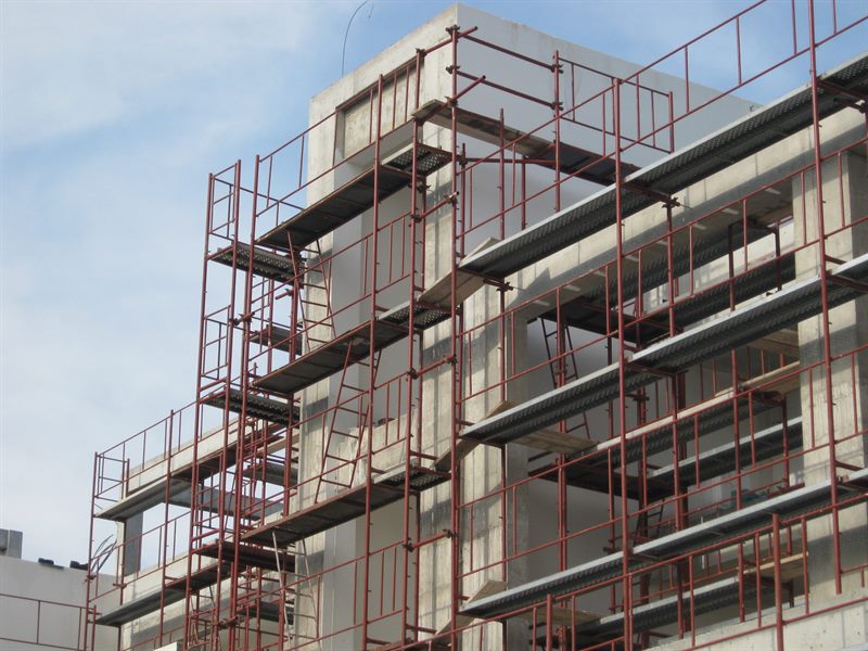 Facade scaffolding on an apartment building