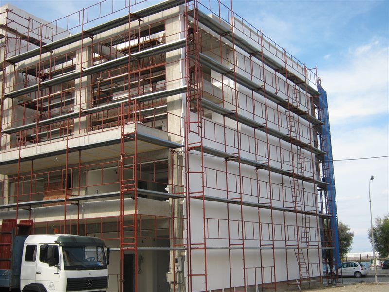 Facade scaffolding on an apartment building