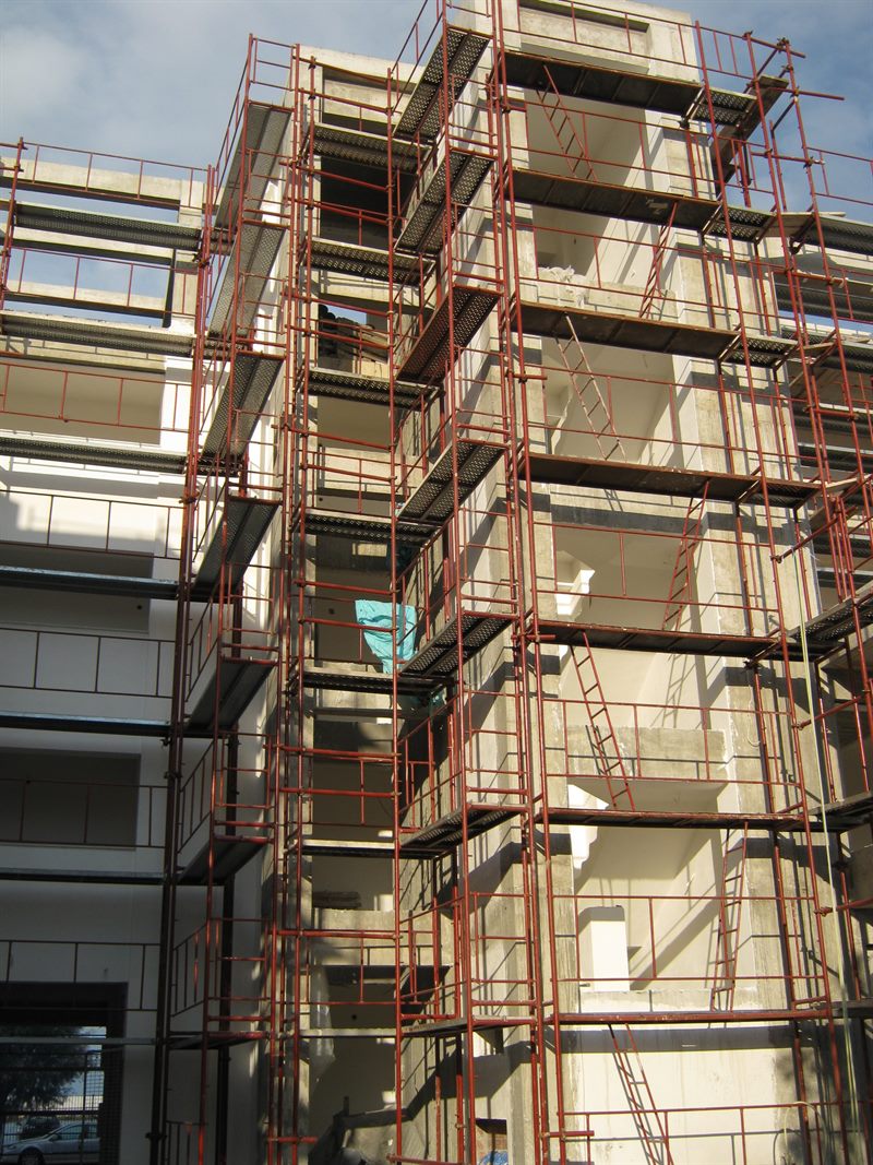 Facade scaffolding on an apartment building