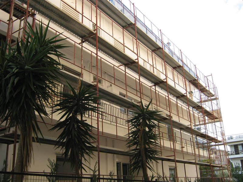 Facade scaffolding on an apartment building