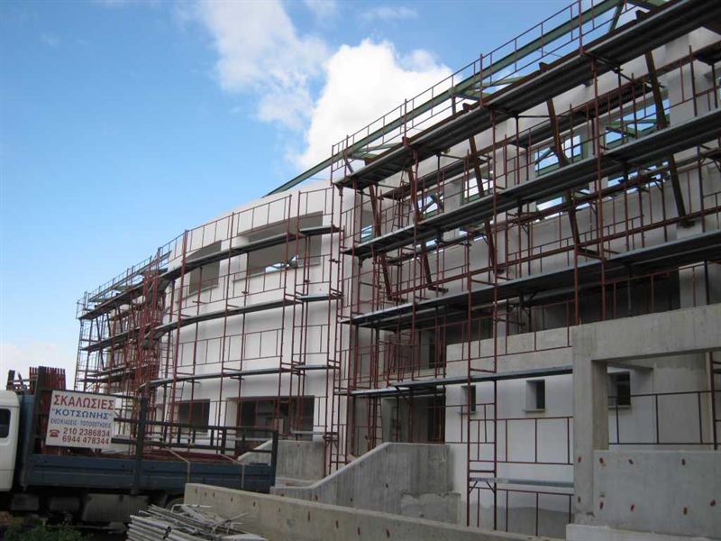 Facade scaffolding on an apartment building