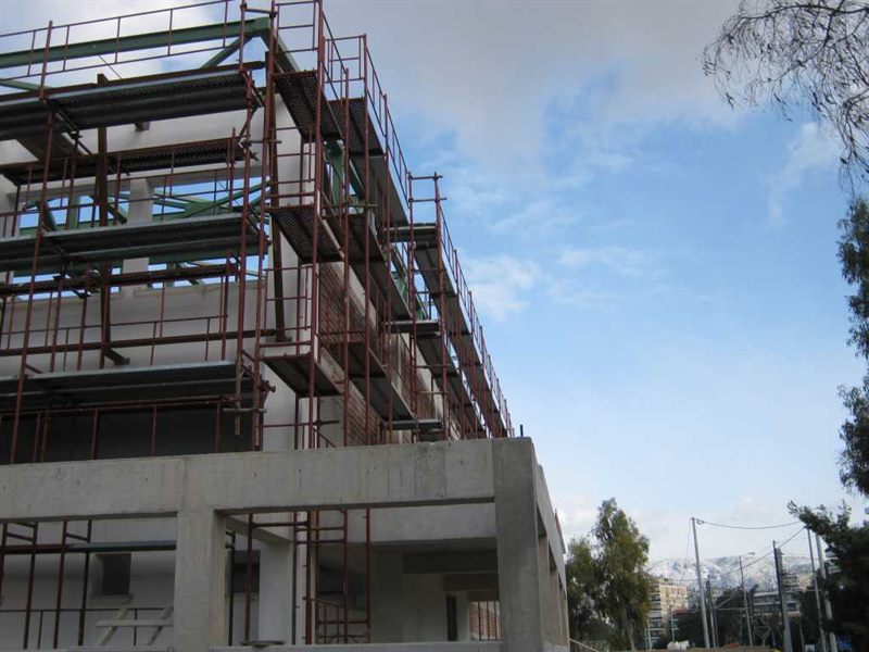 Facade scaffolding on an apartment building