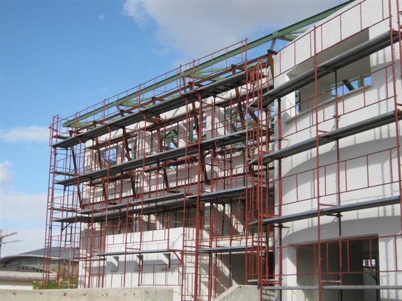 Facade scaffolding on an apartment building