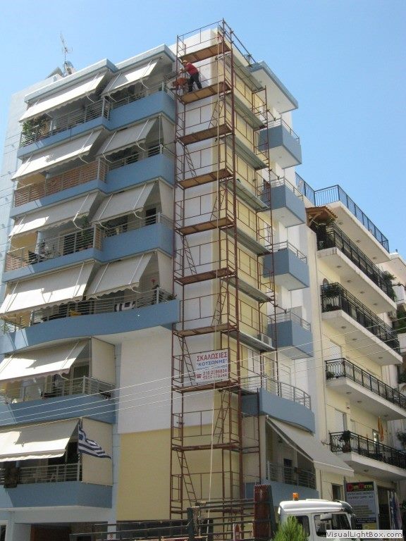 Facade scaffolding on an apartment building