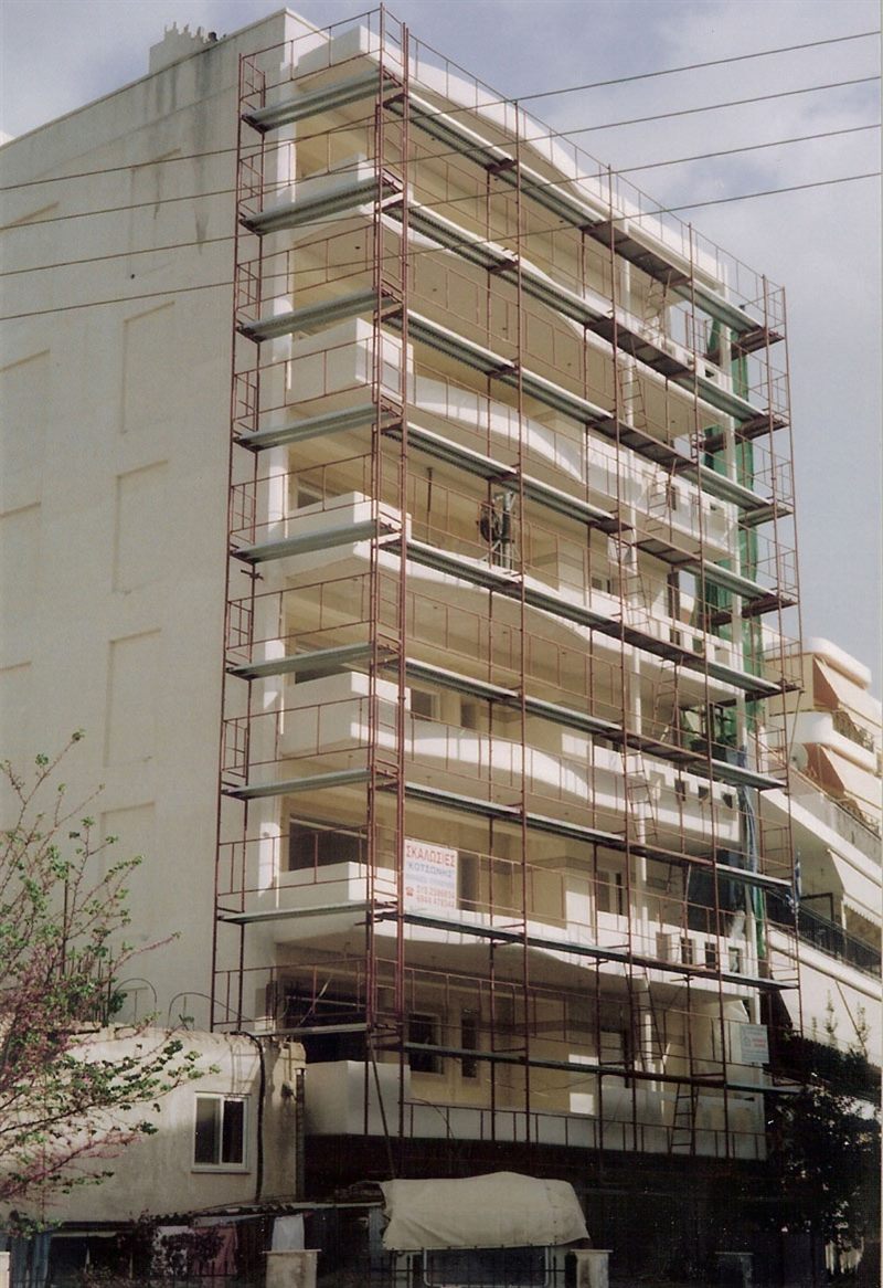 Facade scaffolding on an apartment building