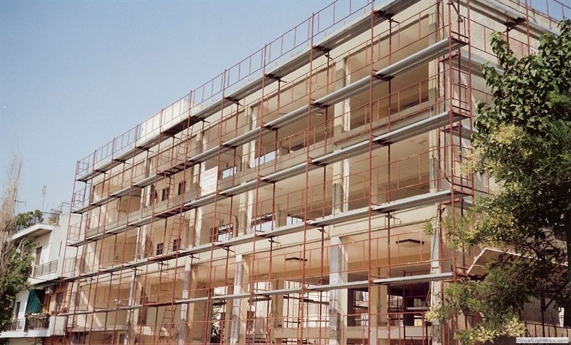 Facade scaffolding on an apartment building
