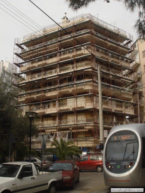 Facade scaffolding on an apartment building