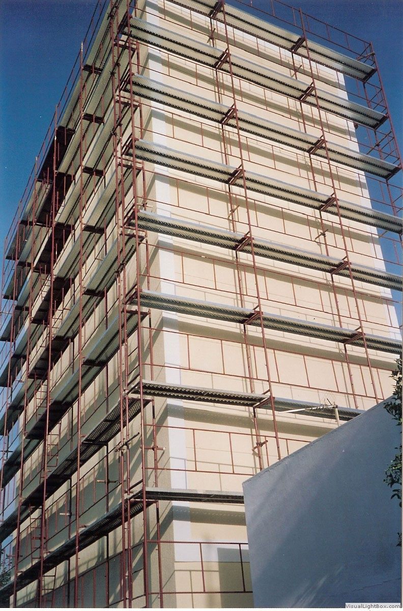 Facade scaffolding on an apartment building