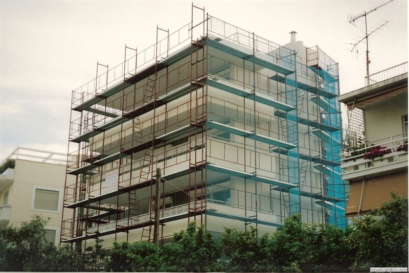 Facade scaffolding on an apartment building