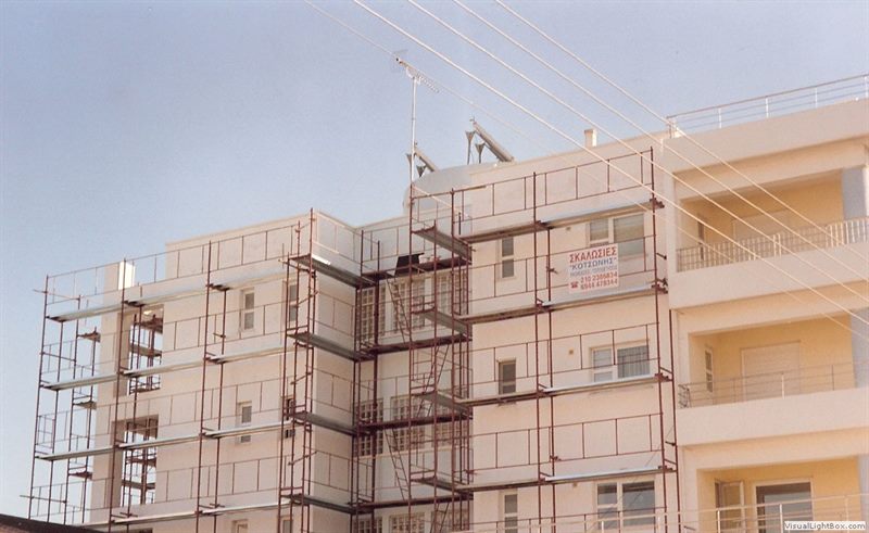 Facade scaffolding on an apartment building