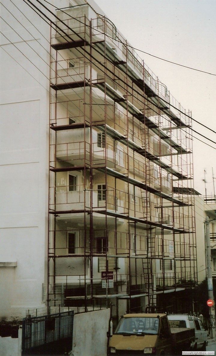 Facade scaffolding on an apartment building