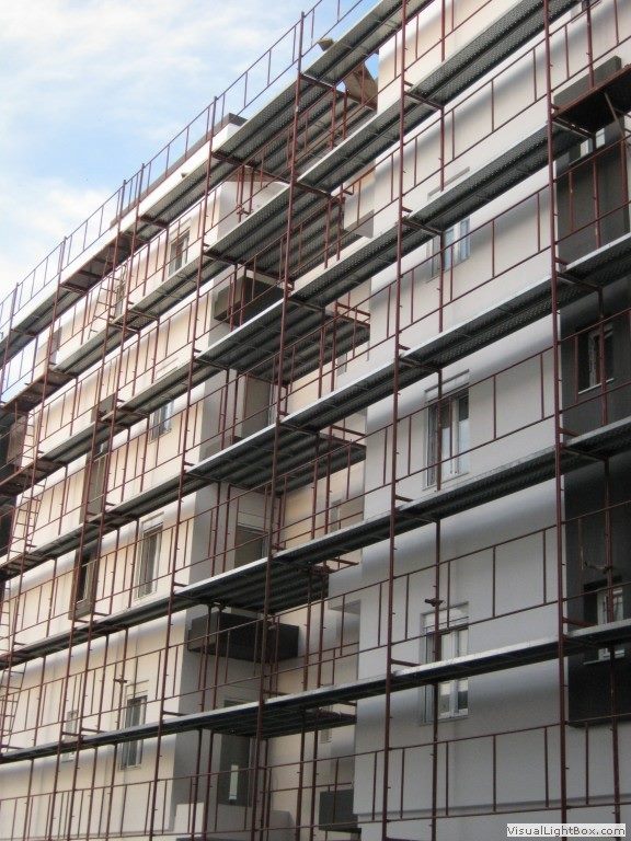 Facade scaffolding on an apartment building