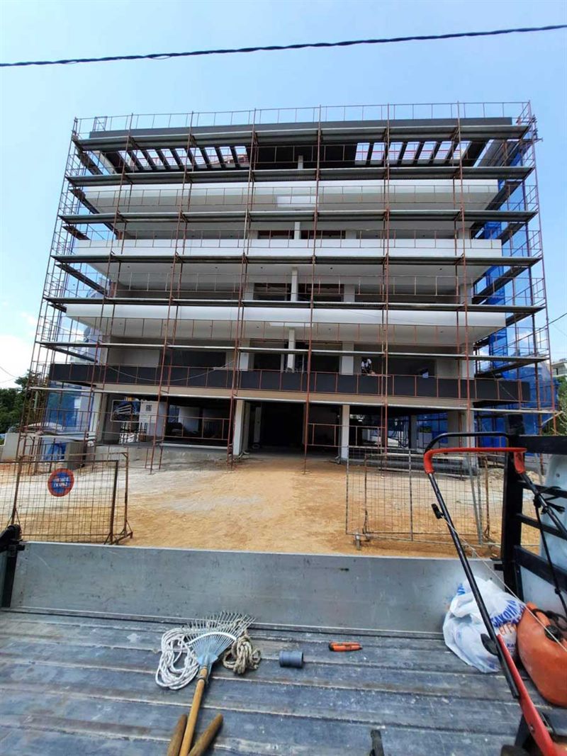 Scaffolding on an office building