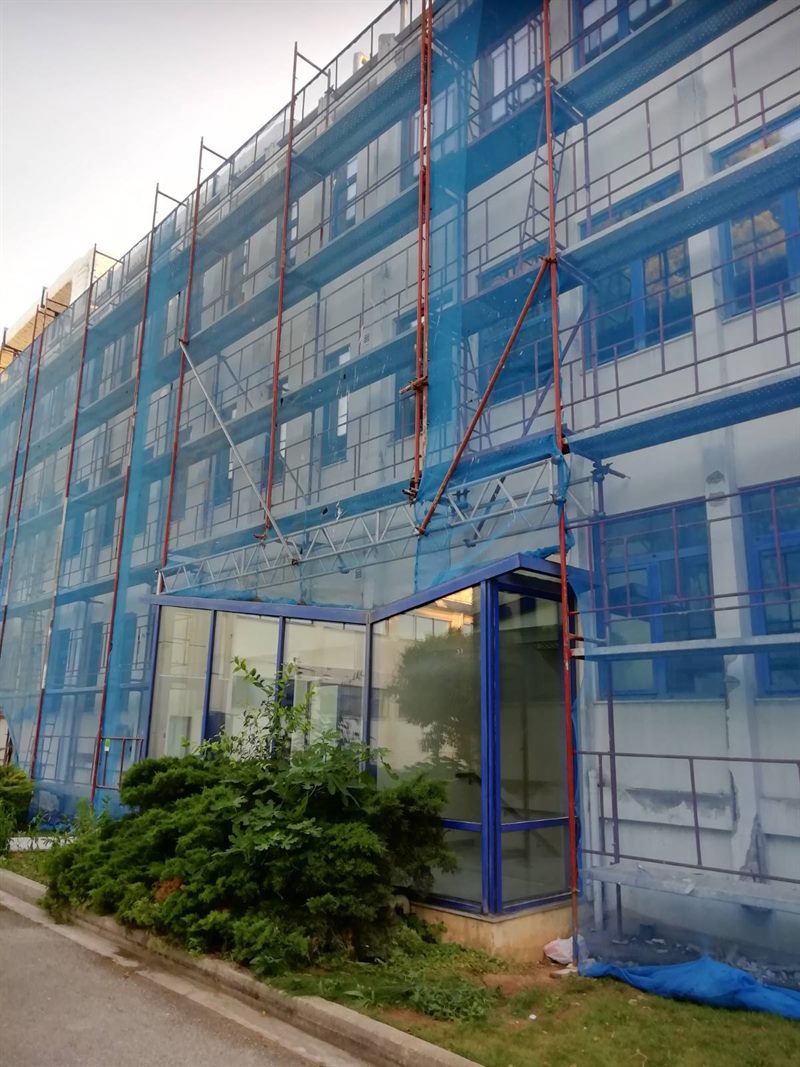 Scaffolding on an office building