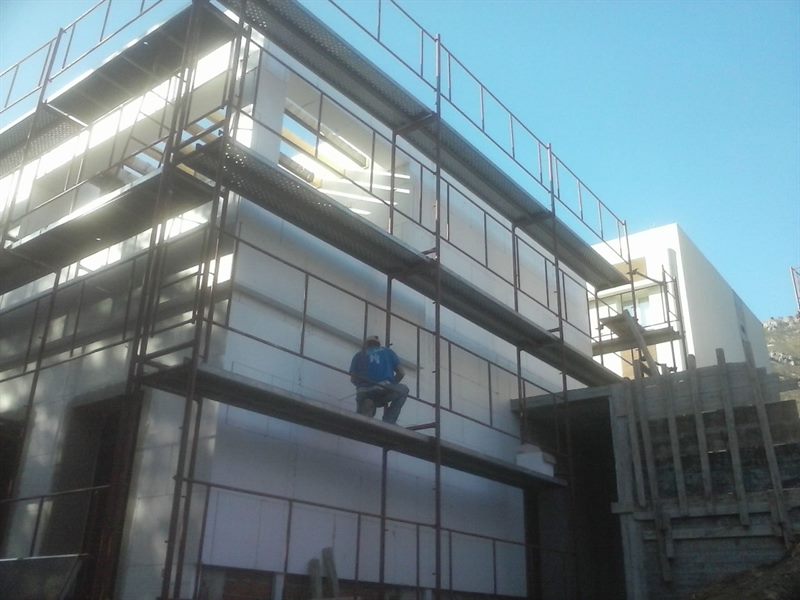 Scaffolding on an office building