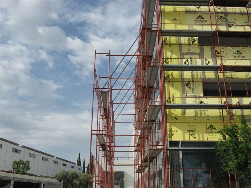Scaffolding on an office building