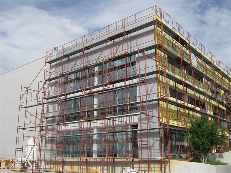 Scaffolding on an office building