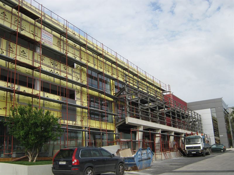 Scaffolding on an office building