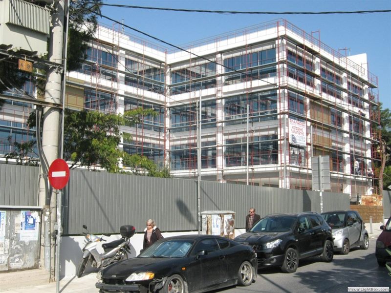 Scaffolding on an office building