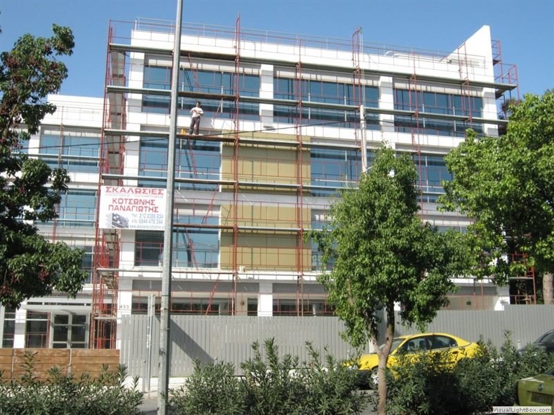 Scaffolding on an office building