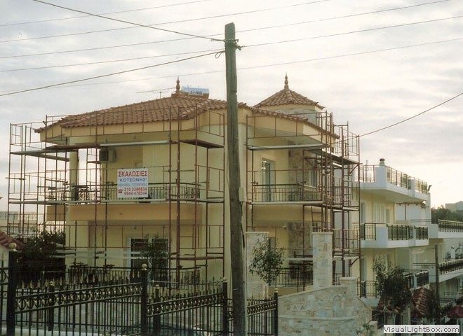 Scaffolding on a detached house