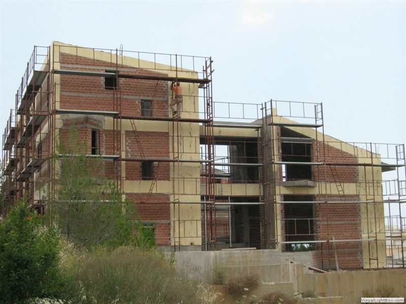 Scaffolding on a detached house