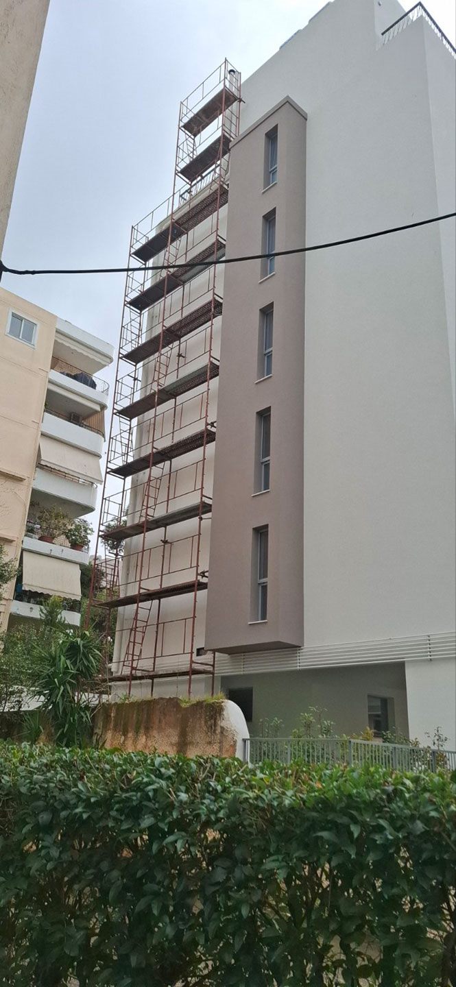 Scaffolding on a new building under construction