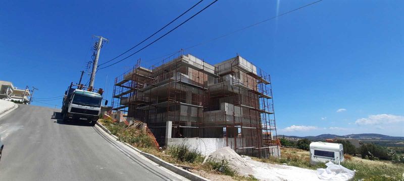 Scaffolding on a new building under construction