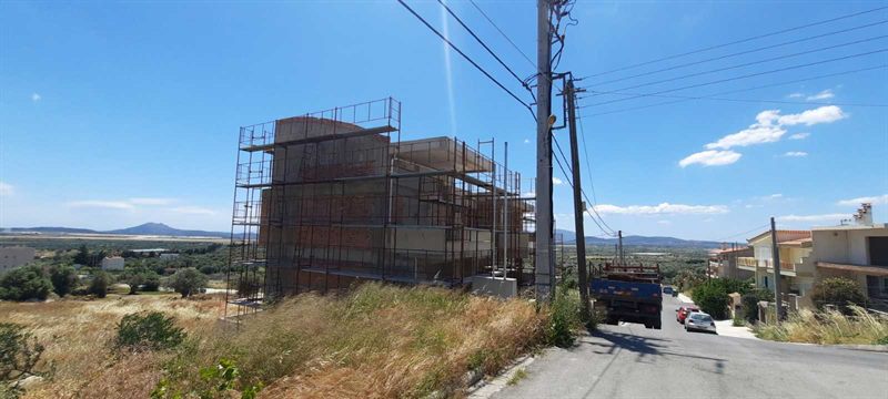 Scaffolding on a new building under construction