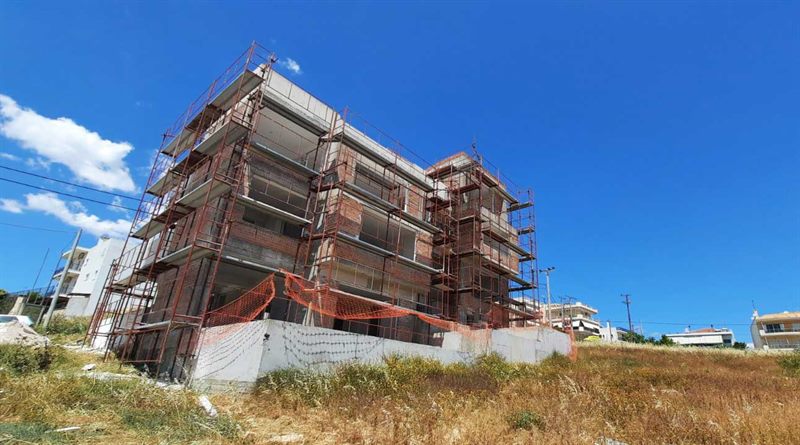 Scaffolding on a new building under construction