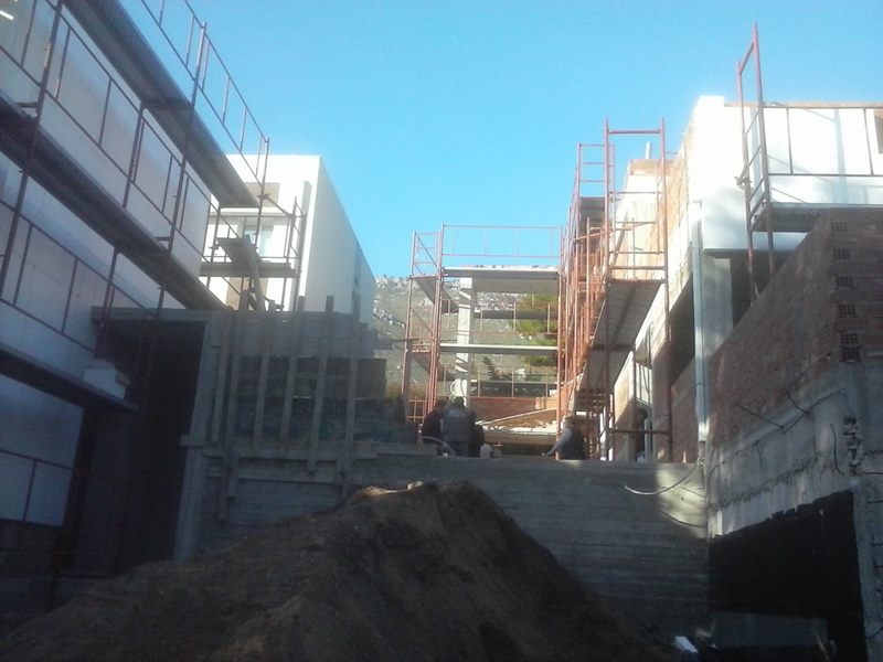 Scaffolding on a new building under construction
