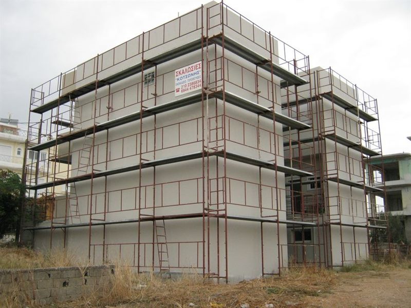 Scaffolding on a new building under construction