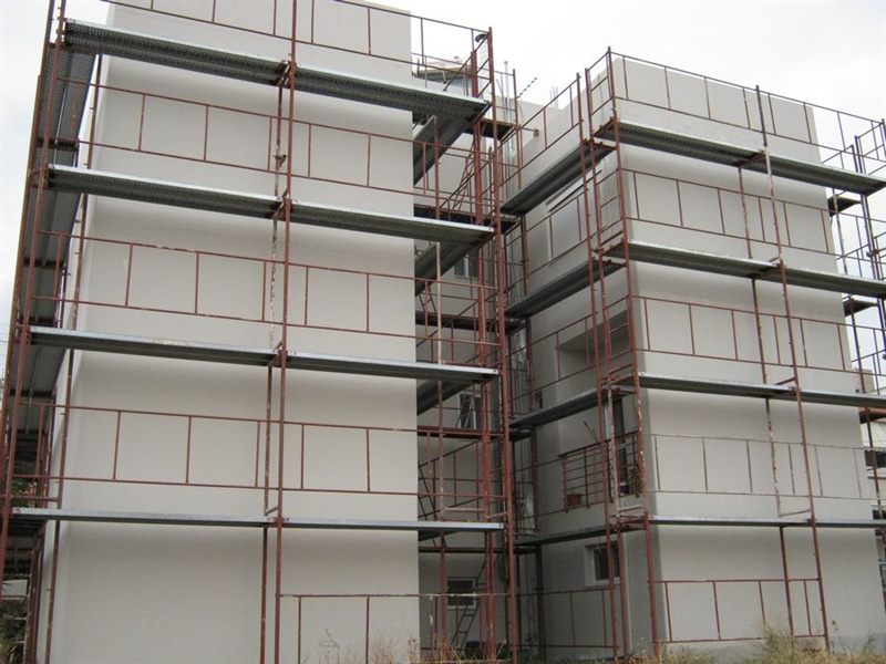 Scaffolding on a new building under construction