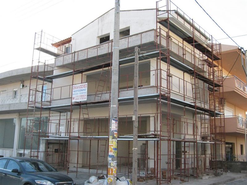Scaffolding on a new building under construction