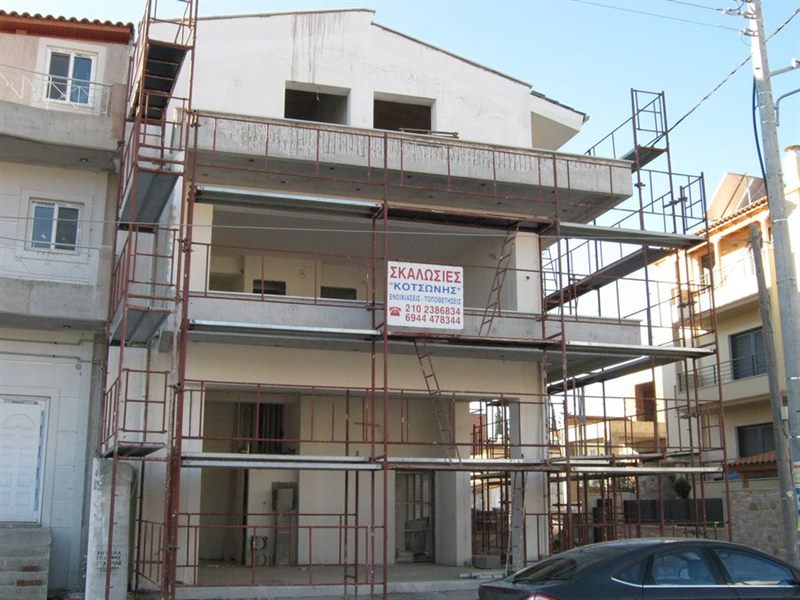 Scaffolding on a new building under construction