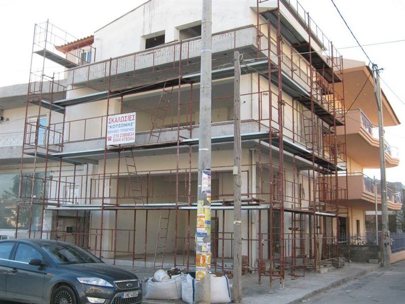 Scaffolding on a new building under construction