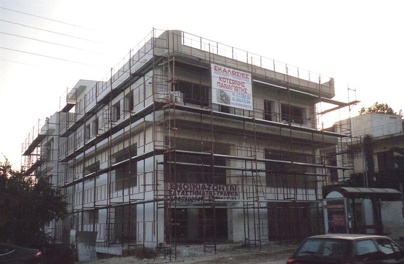 Scaffolding on a new building under construction