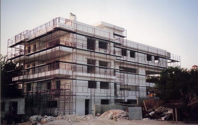 Scaffolding on a new building under construction